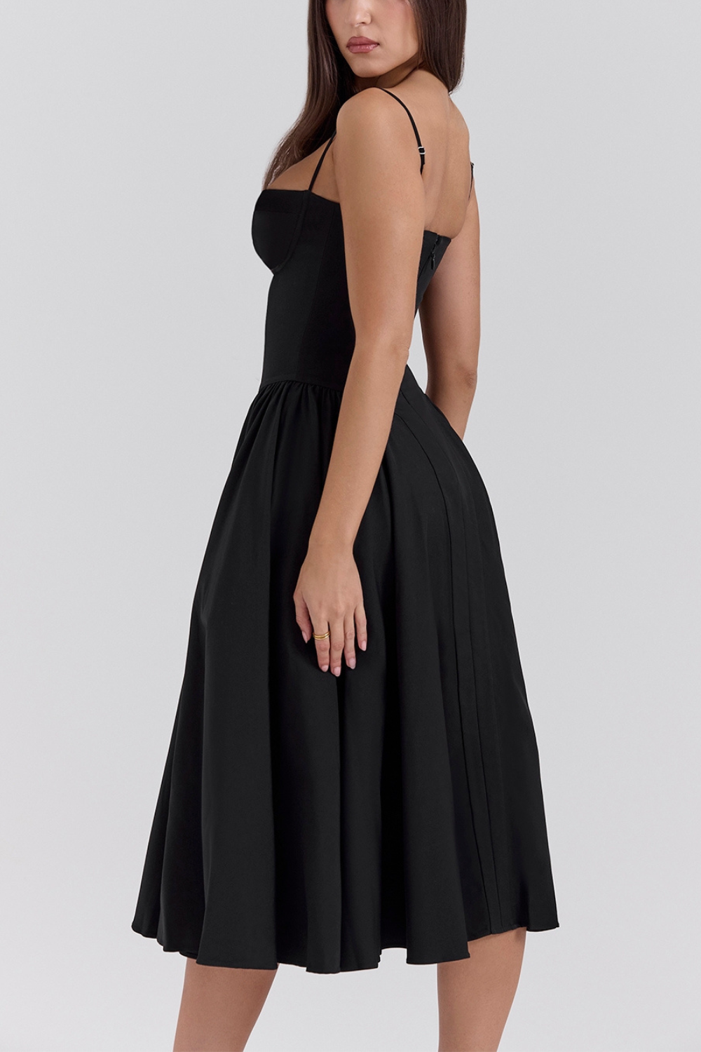 Luxe Velvet Corset Midi Dress 🌟 Sculpted Elegance